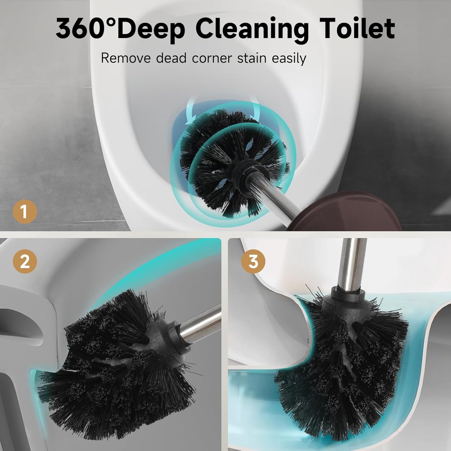 Bronze Toilet Brush and Holder，Extra Long Handled Toilet Brush for Bathroom，Stainless Steel Heavy