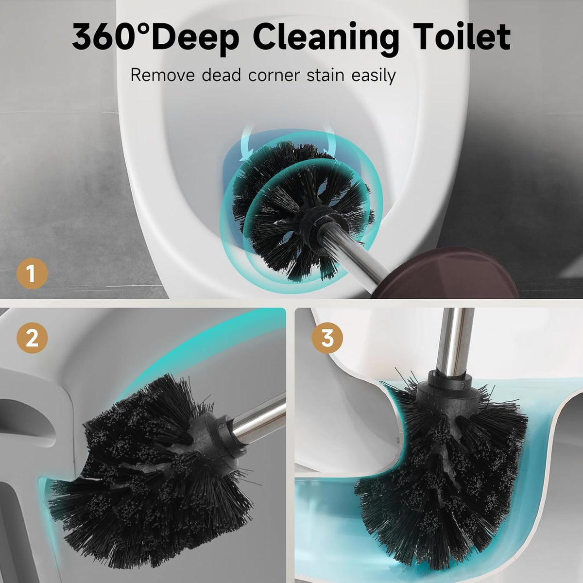 Bronze Toilet Brush and Holder，Extra Long Handled Toilet Brush for Bathroom，Stainless Steel Heavy