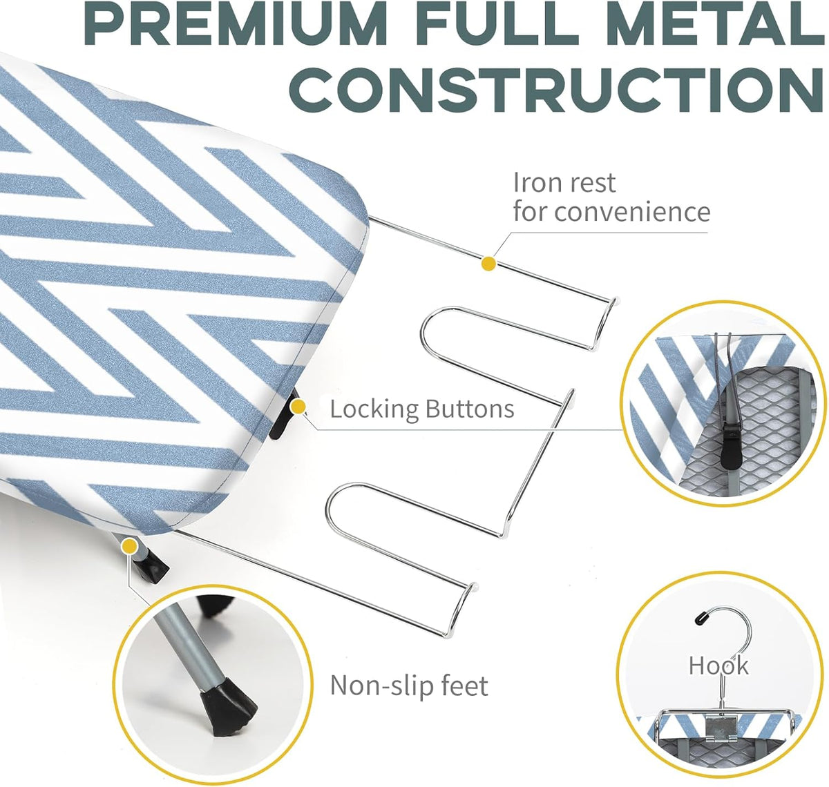 Small Tabletop Ironing Board Foldable, RAINHOL Steel Mesh Portable Iron Board for Dorm and
