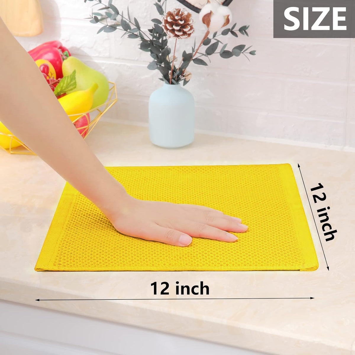 Homaxy 100% Cotton Waffle Weave Kitchen Dish Cloths, Ultra Soft Absorbent Quick Drying Dish Towels
