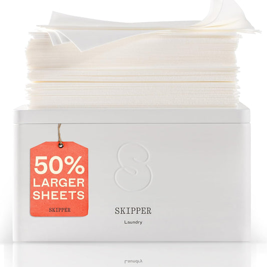 Skipper 50% LARGER Laundry Detergent Sheets Starter Kit (120 sheets / 240 loads) + Storage Tin