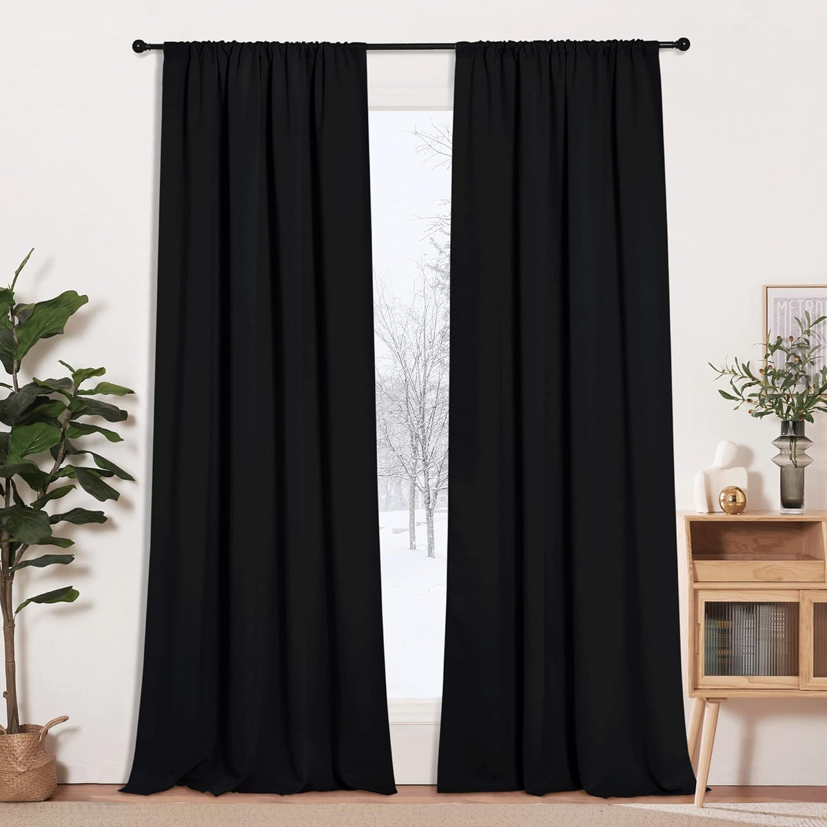 RYB HOME Blackout Curtains for Living Room, Large Window Shades for Bay Window Dining Parlor