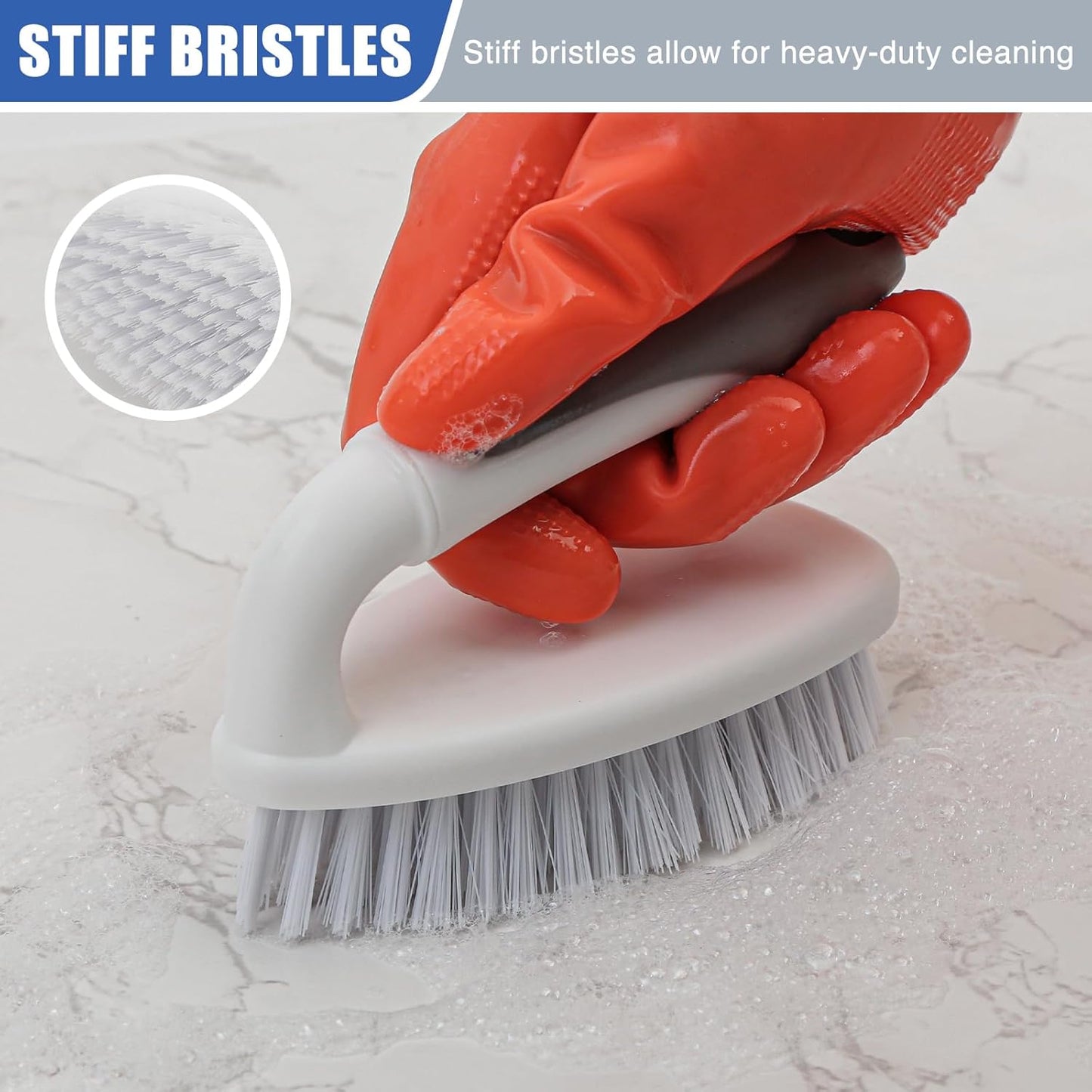 Scrub Brushes for Cleaning Bathtub Scrubber Heavy Duty Scrub Brush with Handle Stiff Bristle