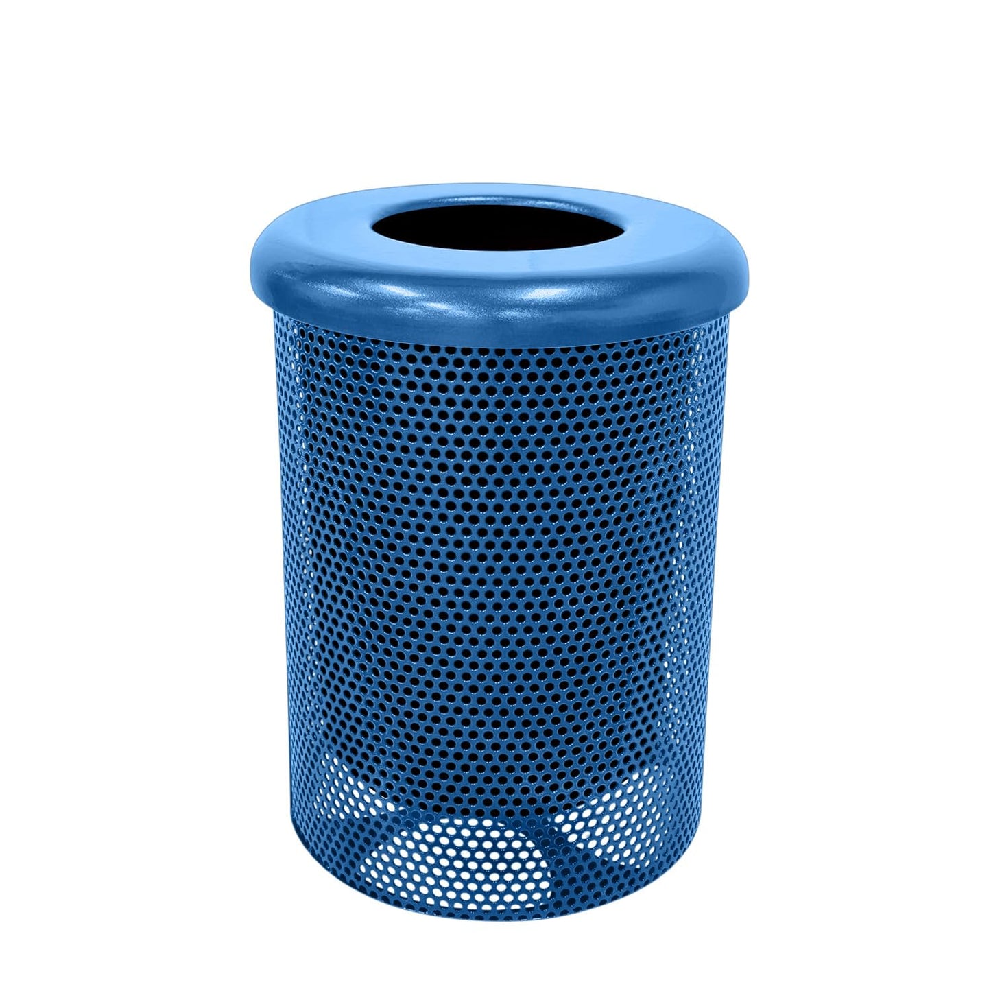 COATEDOUTDOORFURNITURE RFT-P-TXTLBL Heavy Duty Round Trash Receptacle with Flat Top, Liner