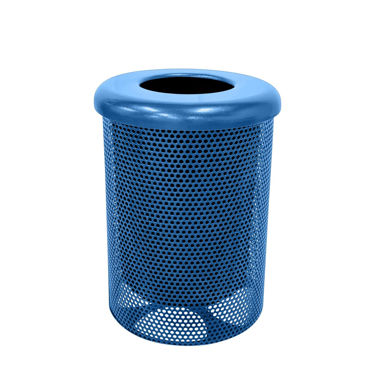 COATEDOUTDOORFURNITURE RFT-P-TXTLBL Heavy Duty Round Trash Receptacle with Flat Top, Liner