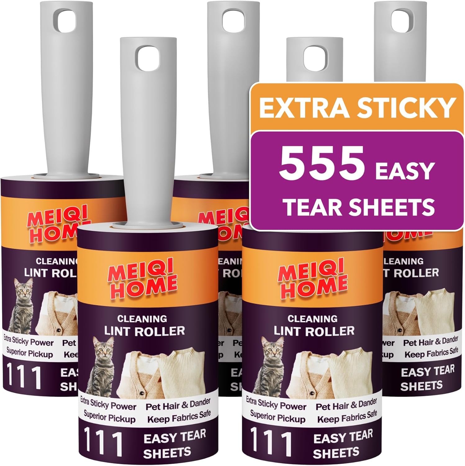 Lint Rollers for Pet Hair Extra Sticky, 555 Sheets Mega Value Set Lint Roller with 5 Upgraded