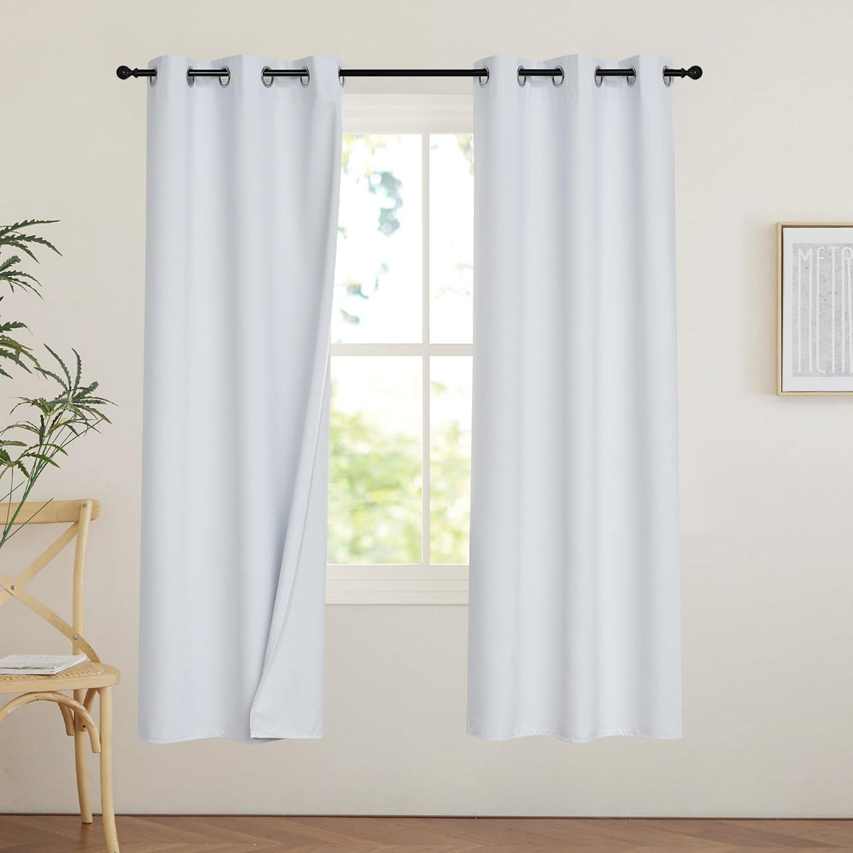 PONY DANCE White 100% Black Out Curtains 72 inch Length, Thermal Insulated Window Treatment Blacout