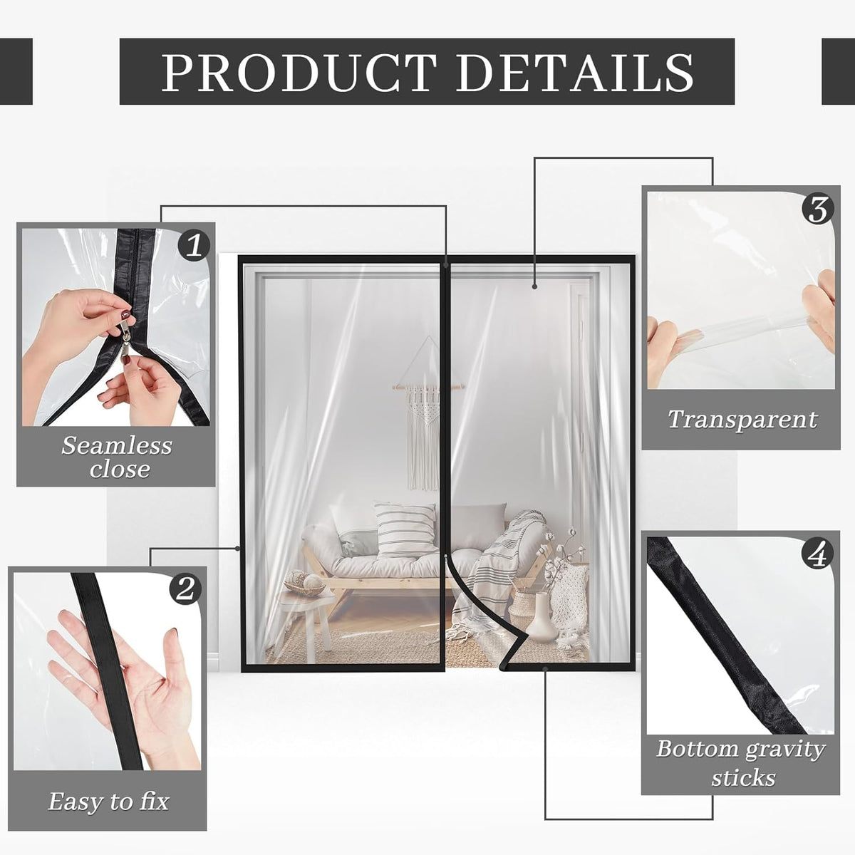 Amylove Zipper 72 x 80 Inch Dust Barrier Door Kit Construction Door Barrier 6 x 6.7 ft Reusable