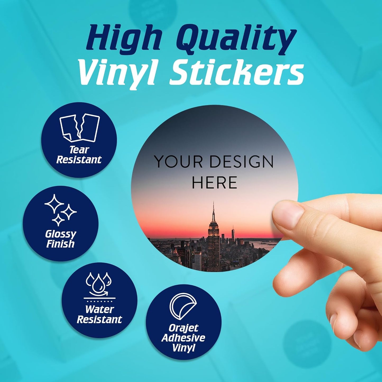 100 Custom Vinyl Stickers - Upload Your own Image, Text, Design, Logo - Personalized Logo Labels