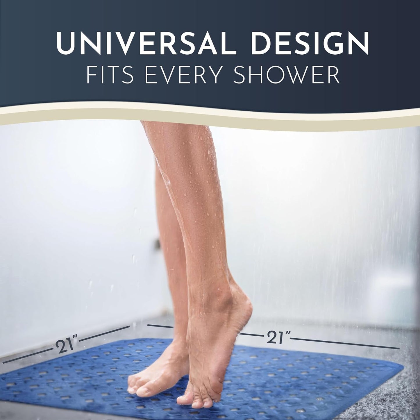 Homerella Anti Slip Shower Mat | Anti Mold Non Slip Bathtub Mat for Inside Shower | Square Floor