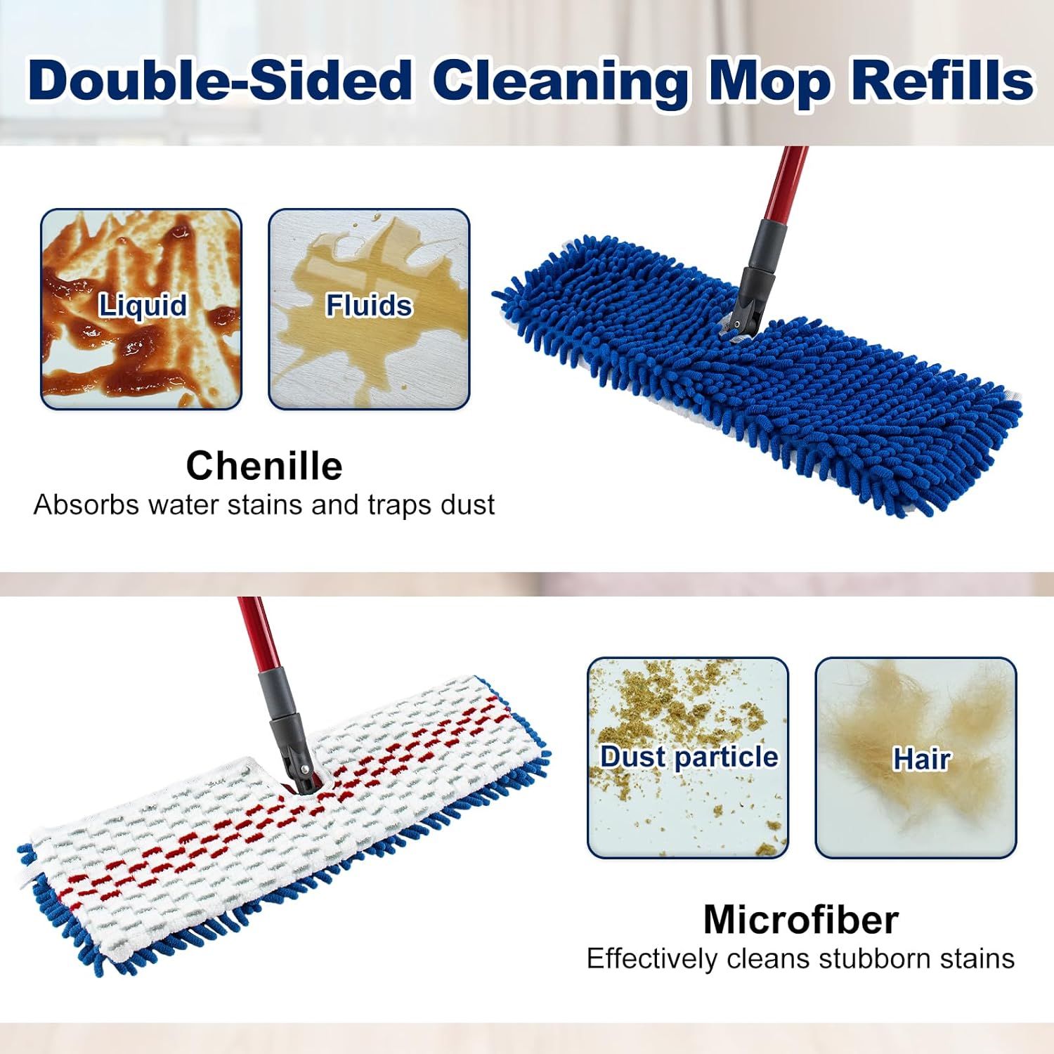 4 Pack Mop Replace Head for Ocedar Hardwood Floor'n More 3-Action Flip Mop,Mop Heads Replacements