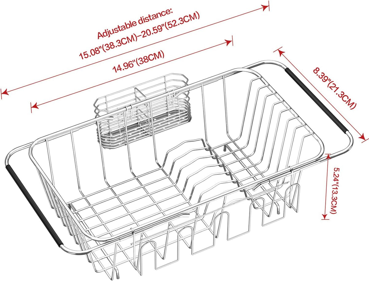 Small Dish Drying Rack in Sink, Extendable Stainless Steel Dish Drainers for Kitchen Counter