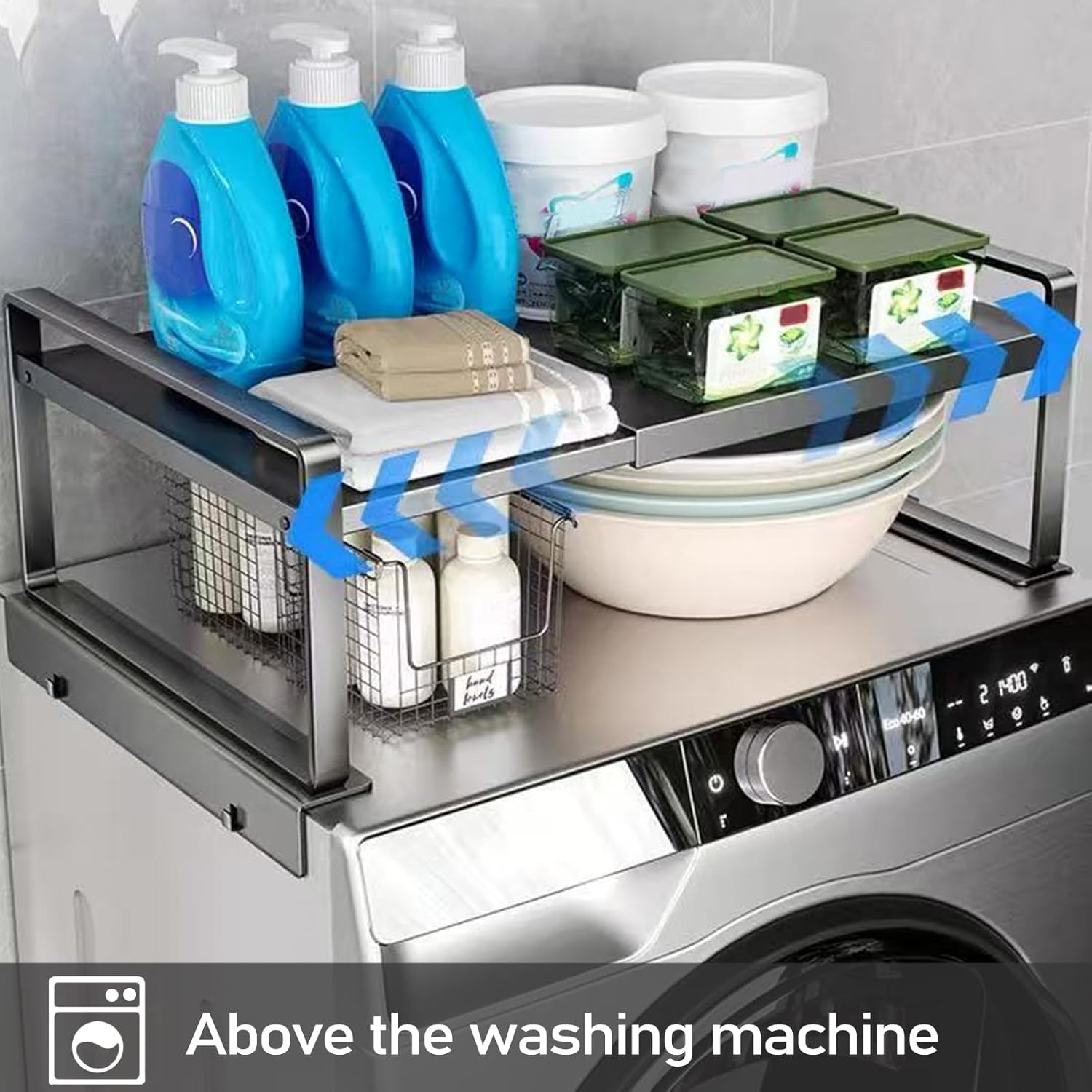 Adjustable Fridge Top Storage Rack,12.4"-23.62" Expandable Organizer Shelf,Refrigerator Storage