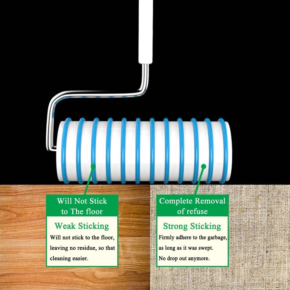 UNIKON 802 Lint Roller Sticky Roller Pet Hair Roller, Long Handle Sticky Mop With 4-Foot Extendable