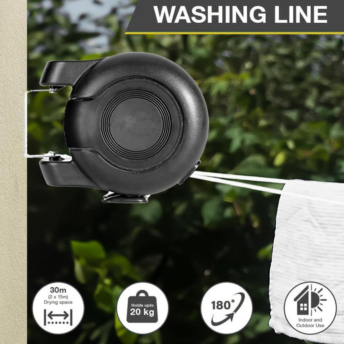 Retractable Double Clothesline – 49 ft x 2 Heavy Duty Clothes Line for Indoor & Outdoor Use, Dual