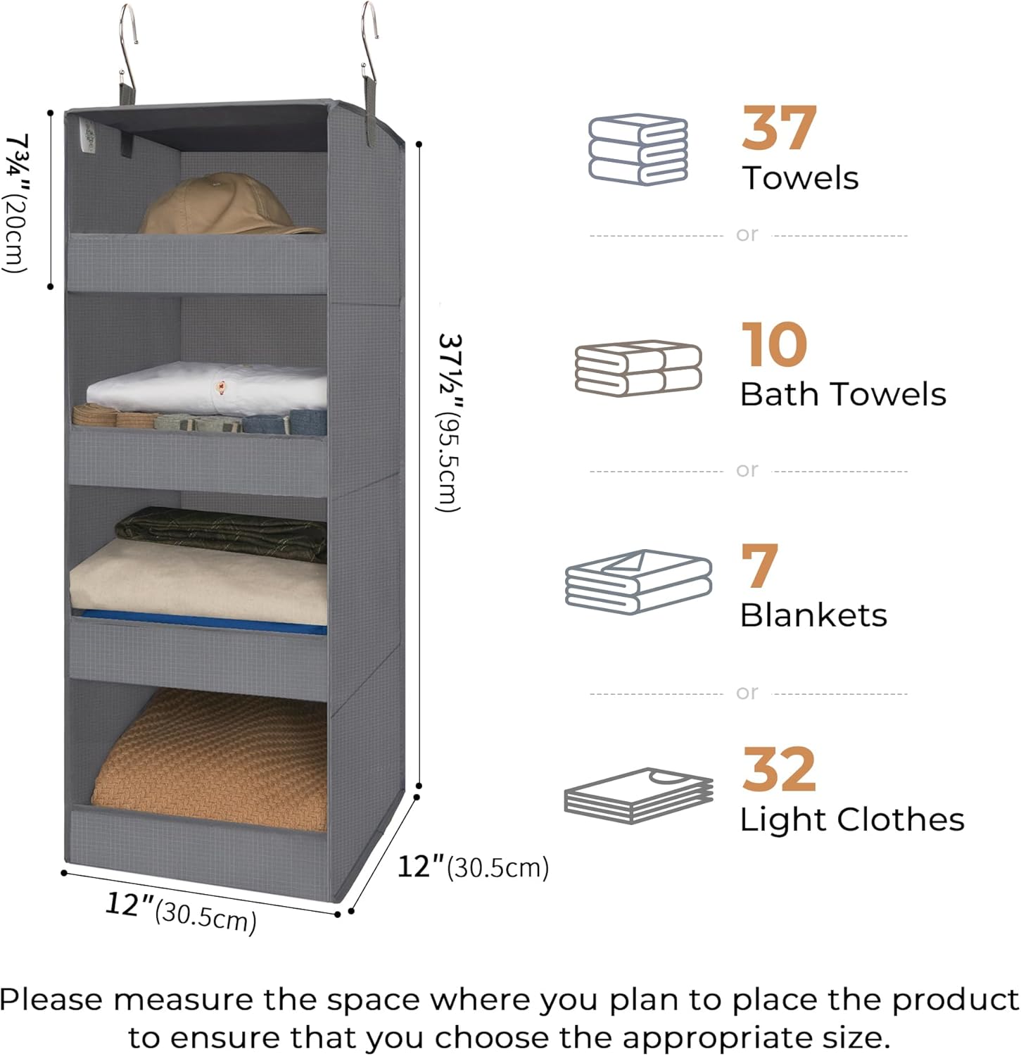 GRANNY SAYS 4-Shelf Hanging Organizer, Closet Hanging Shelves, Closet Hanging Storage Organizers