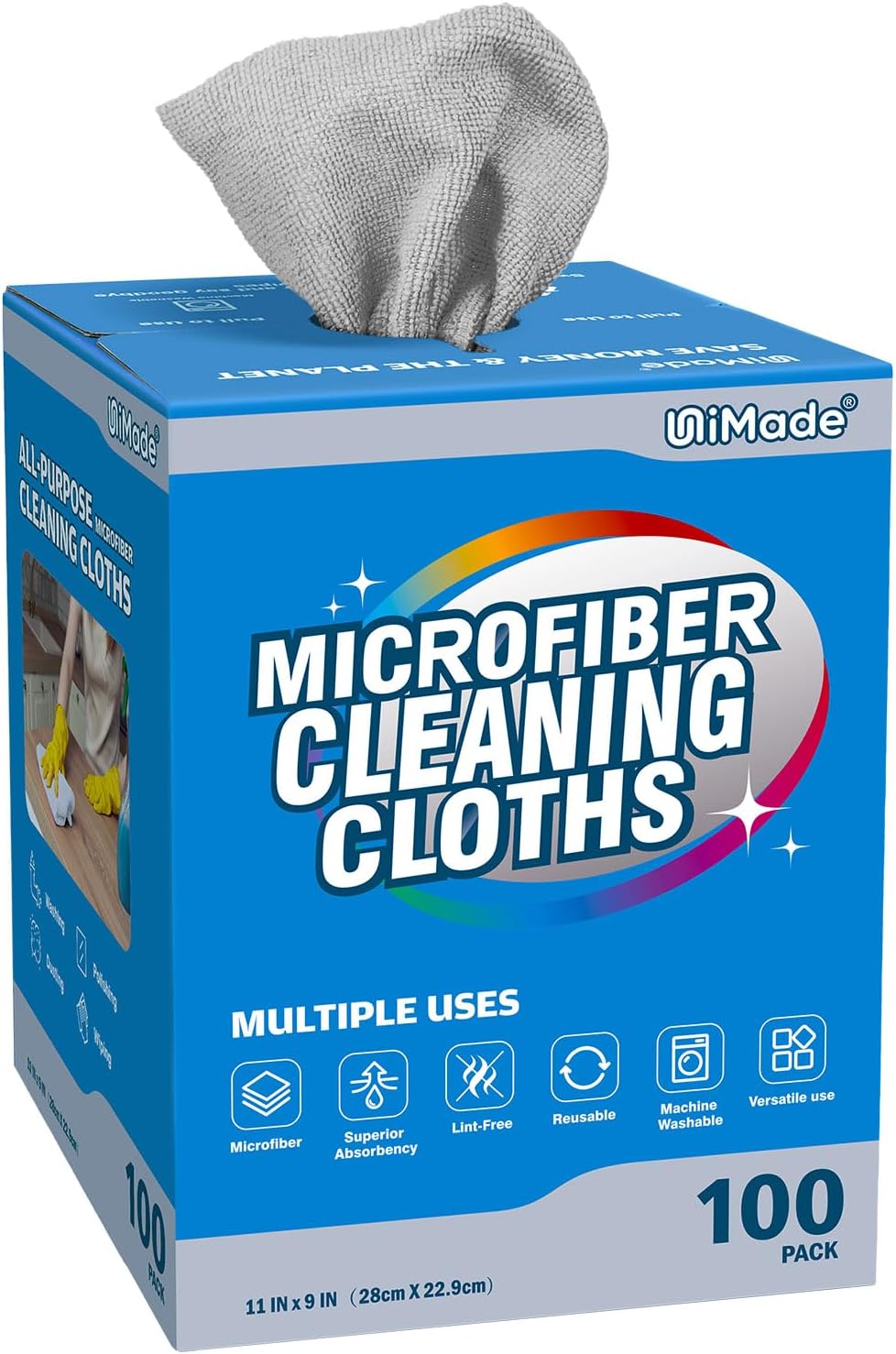 Microfiber Cleaning Cloth, 100 Sheets Microfiber Towels for Cars Commercial Grade Washcloths