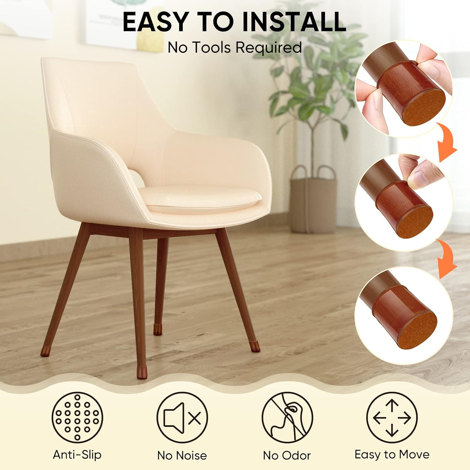 BALEINE 16 Pack Silicone Chair Leg Floor Protectors, Stool Leg Protectors Cap, Non-Slip Chair Leg