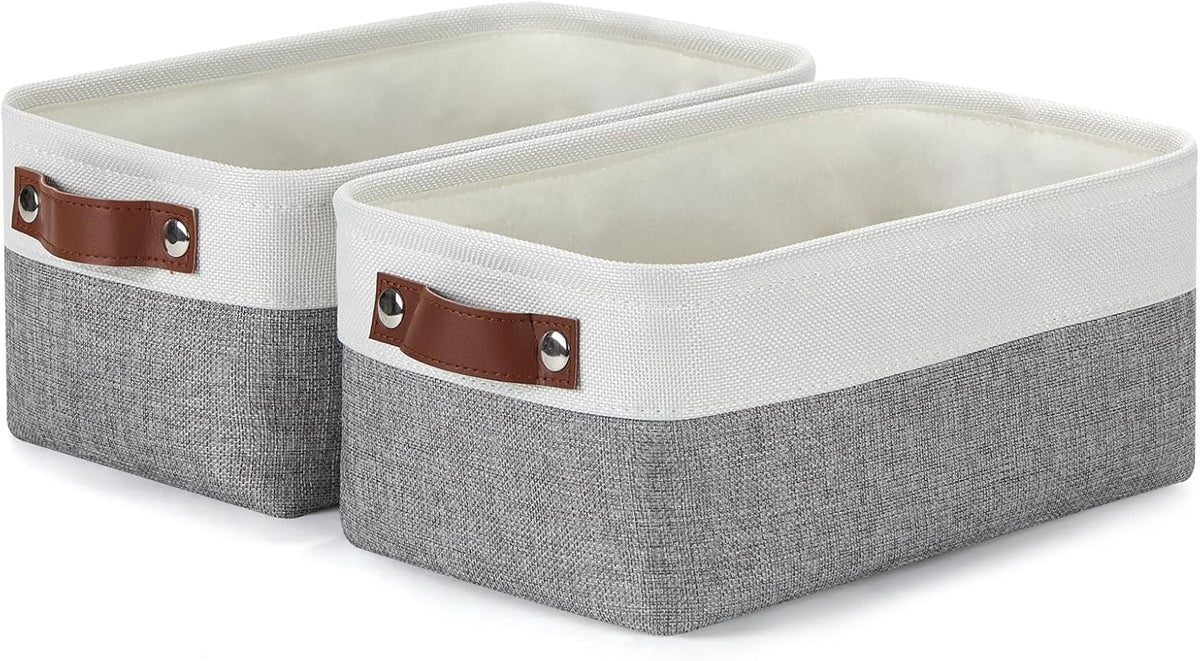 DULLEMELO Storage Baskets for Shelves, Small Fabric Storage Bins with Handles, Decorative Foldable