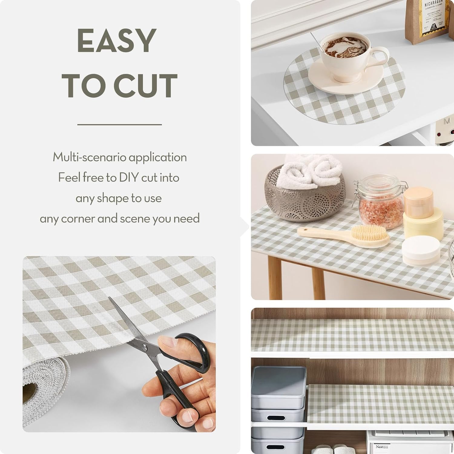 Drawer Shelf Liner, Non-Slip Kitchen Cabinet Liners Non-Adhesive Thick Strong Grip Waterproof Mats