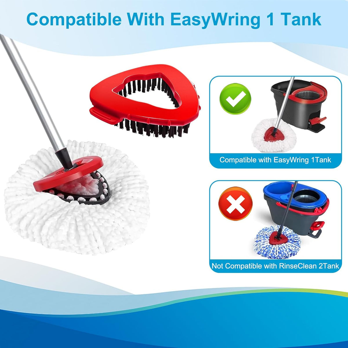 8-Pack Reusable Mop Head Replacement for O Cedar Easywring 1-Tank System, Microfiber Spin Mop
