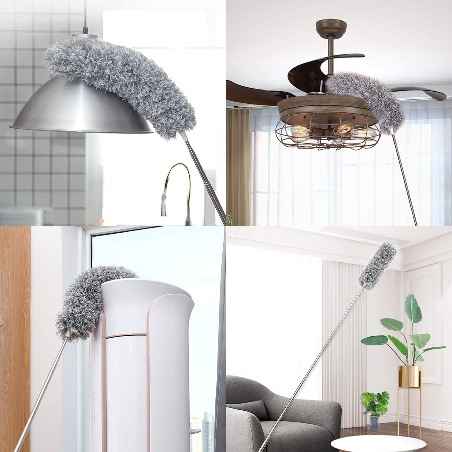 Microfiber Ceiling Fan Cleaner with 30–100" Telescopic Pole – Extendable Duster for High Ceilings