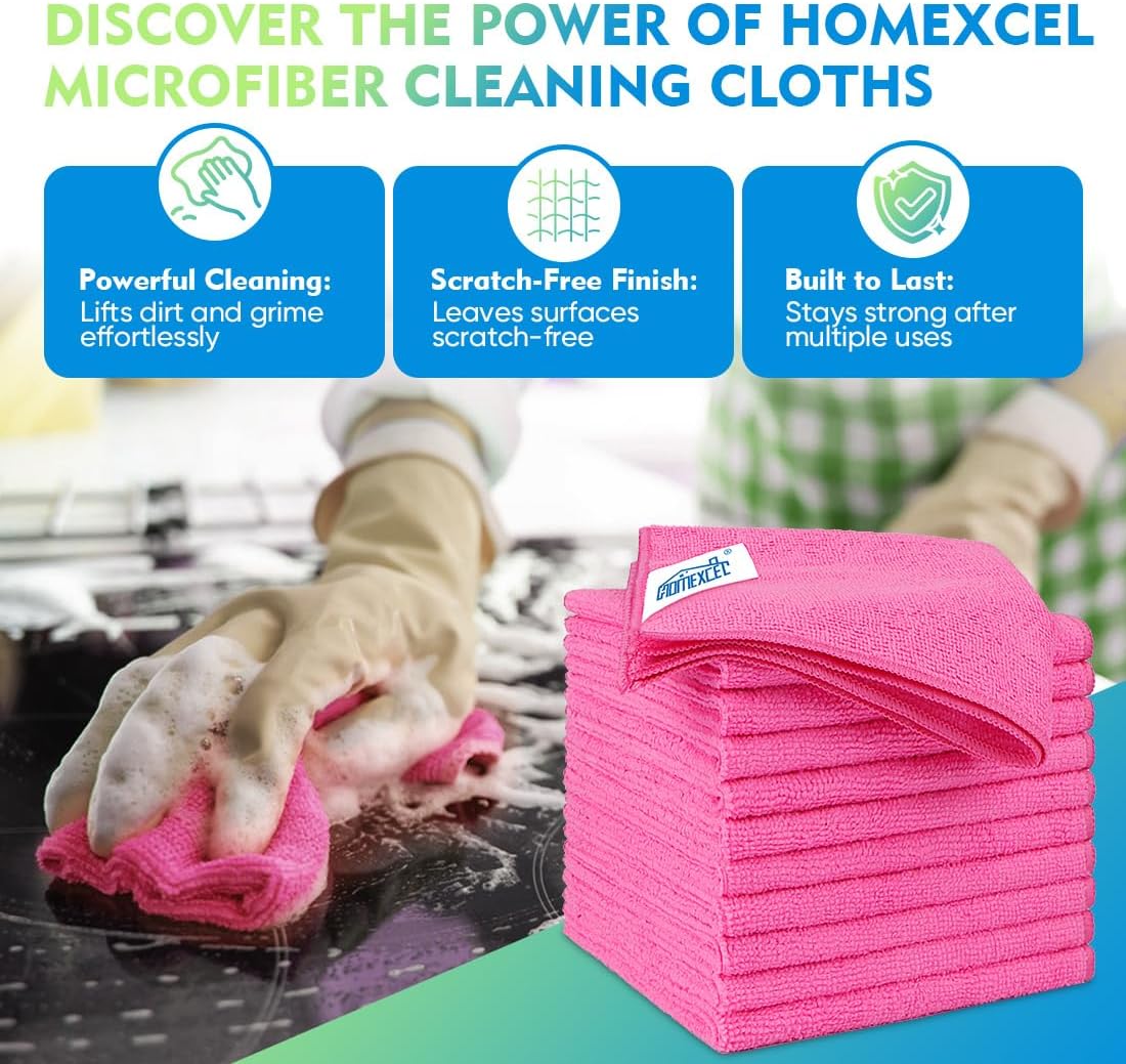 HOMEXCEL Microfiber Cleaning Cloth 20 Pack 11.5 x 11.5 Inch Microfiber Towels for Cars Ultra