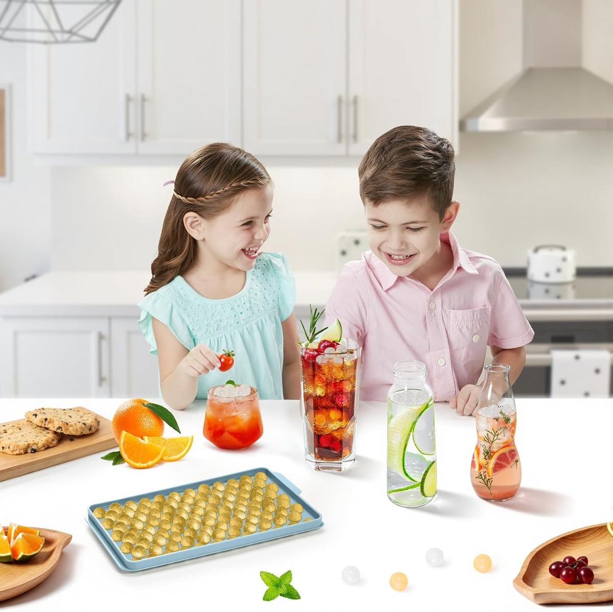 WIBIMEN Mini Ice Cube Trays, Small Tiny Round Pebble Crushed Nugget Ice Trays for Freezer with Lid