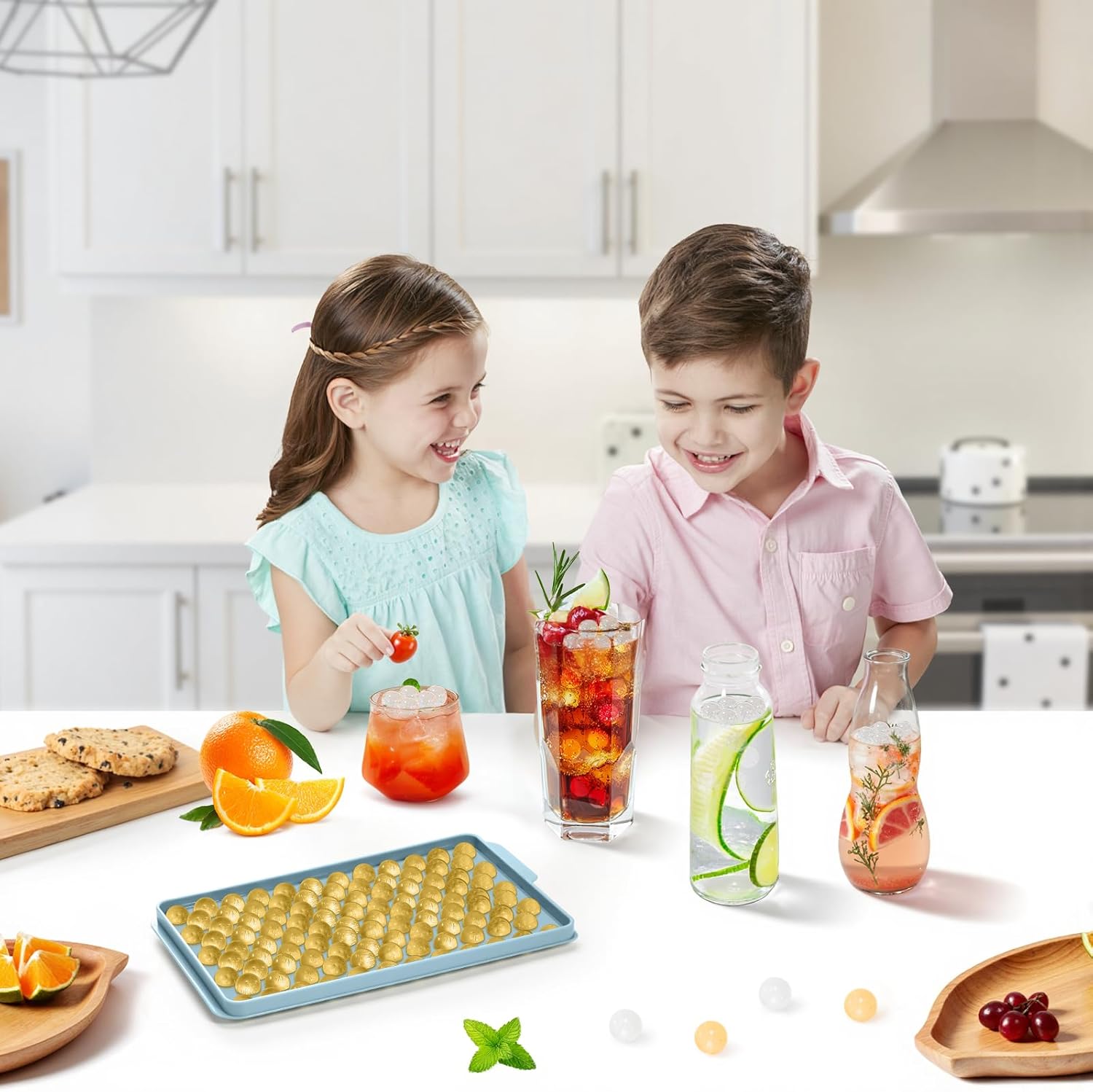WIBIMEN Mini Ice Cube Trays, Small Tiny Round Pebble Crushed Nugget Ice Trays for Freezer with Lid