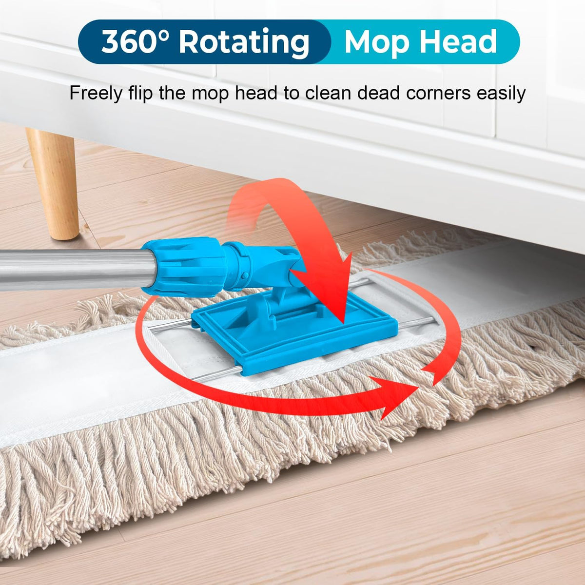 36” Commercial Dust Mop for Floor Cleaning, Industrial Dry Mop with Heavy Duty Long Handle, Large