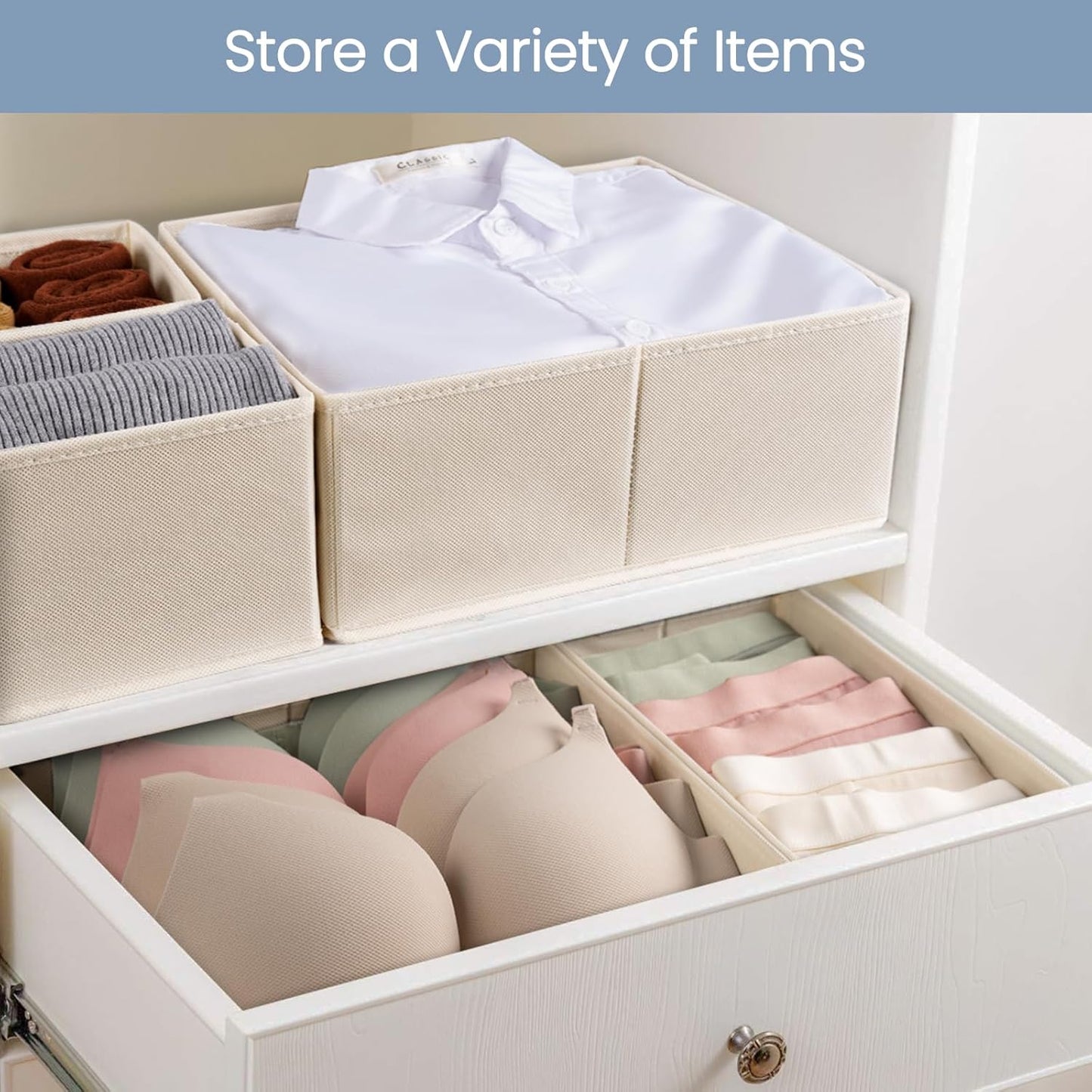 Criusia Drawer Organizer Clothes, 24 Pack Underwear Drawer Organizers, Foldable Closet Organizers