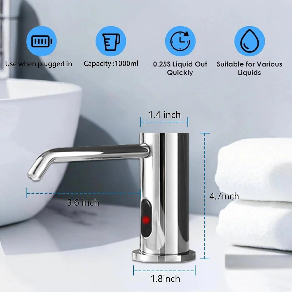 Automatic Soap Dispenser Touchless for Kitchen and Bathroom, Sink Built in Commercial Electric Soap