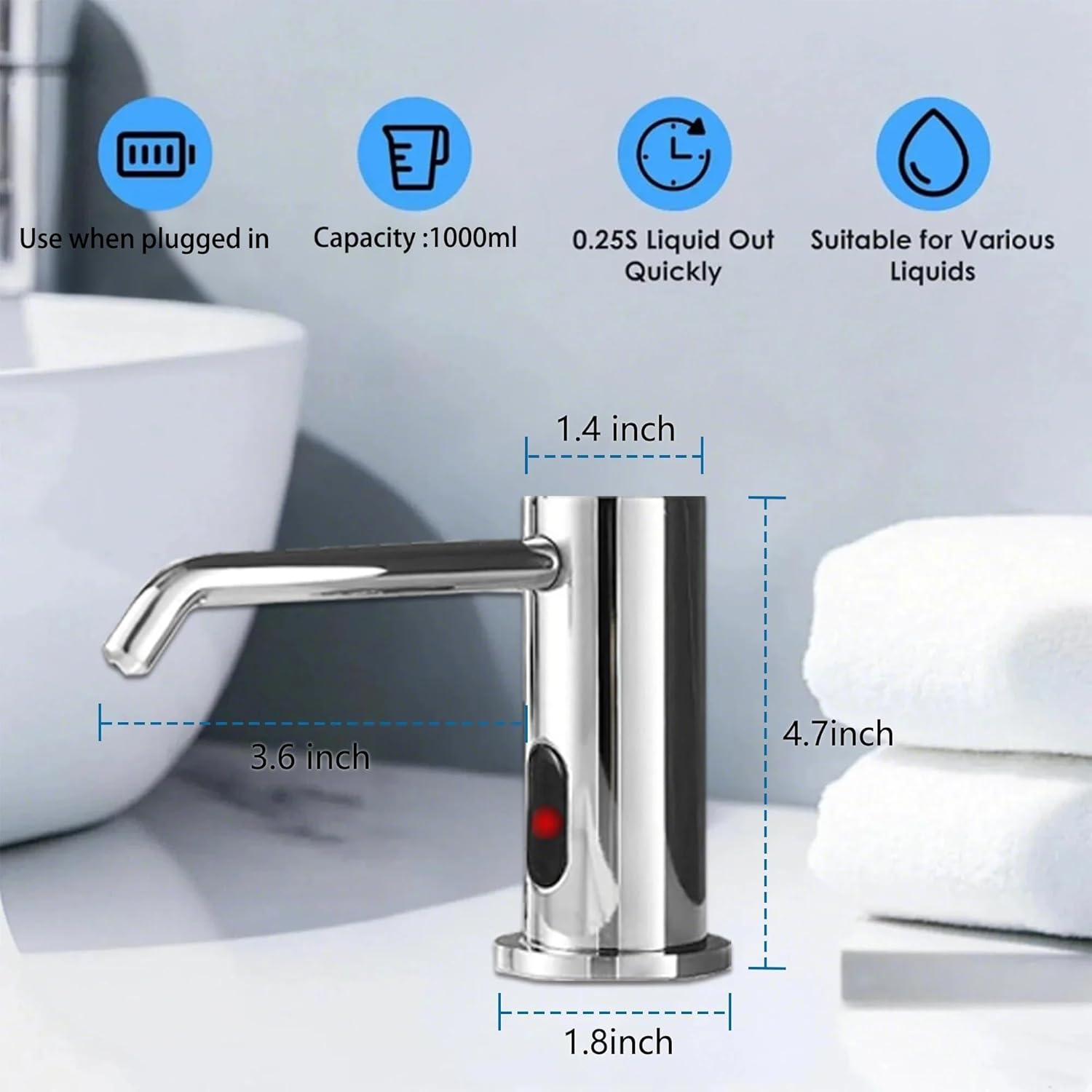 Automatic Soap Dispenser Touchless for Kitchen and Bathroom, Sink Built in Commercial Electric Soap