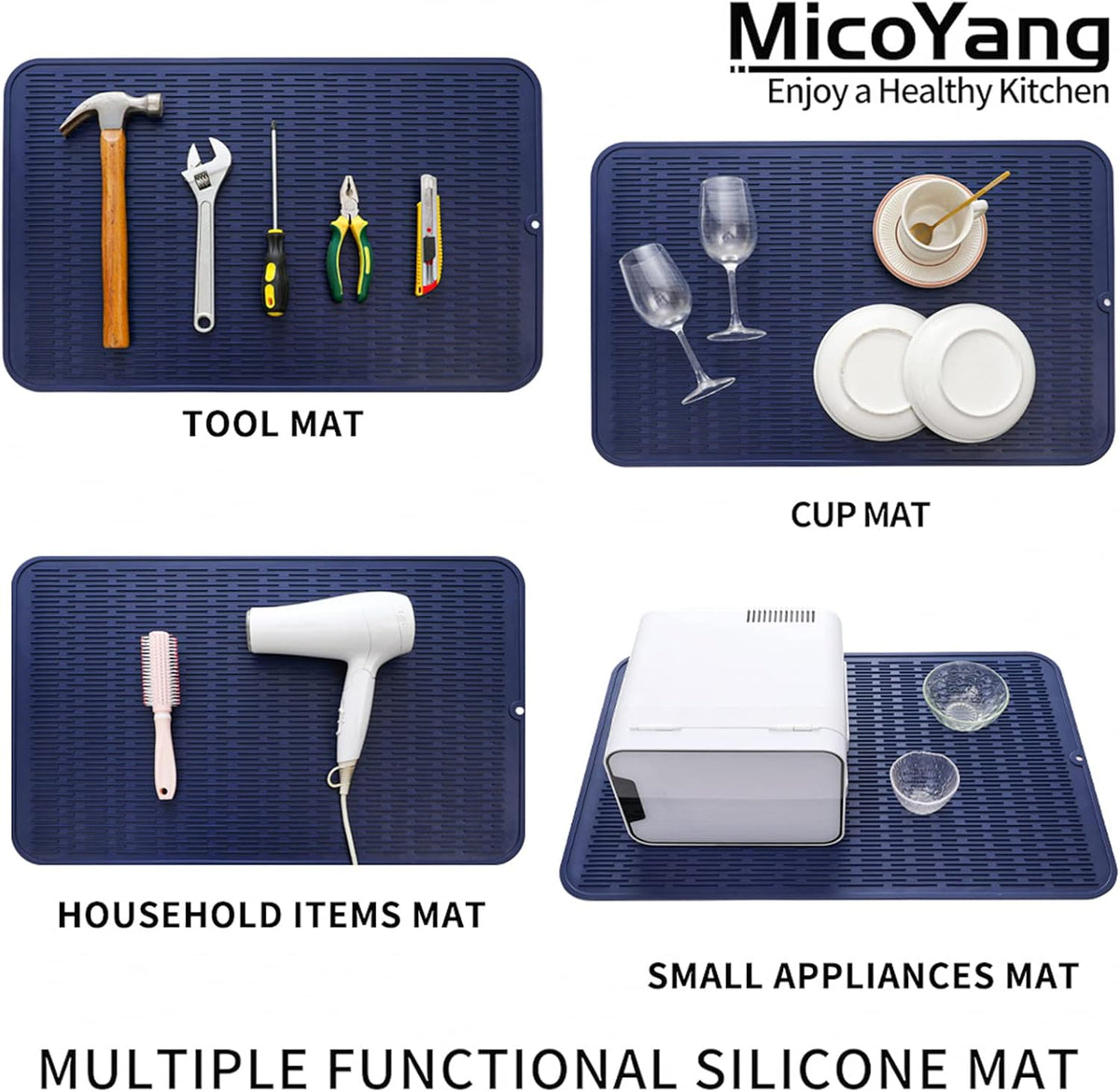 Silicone Dish Drying Mat for Multiple Usage,Easy clean,Eco-friendly,Heat-resistant Silicone Mat for