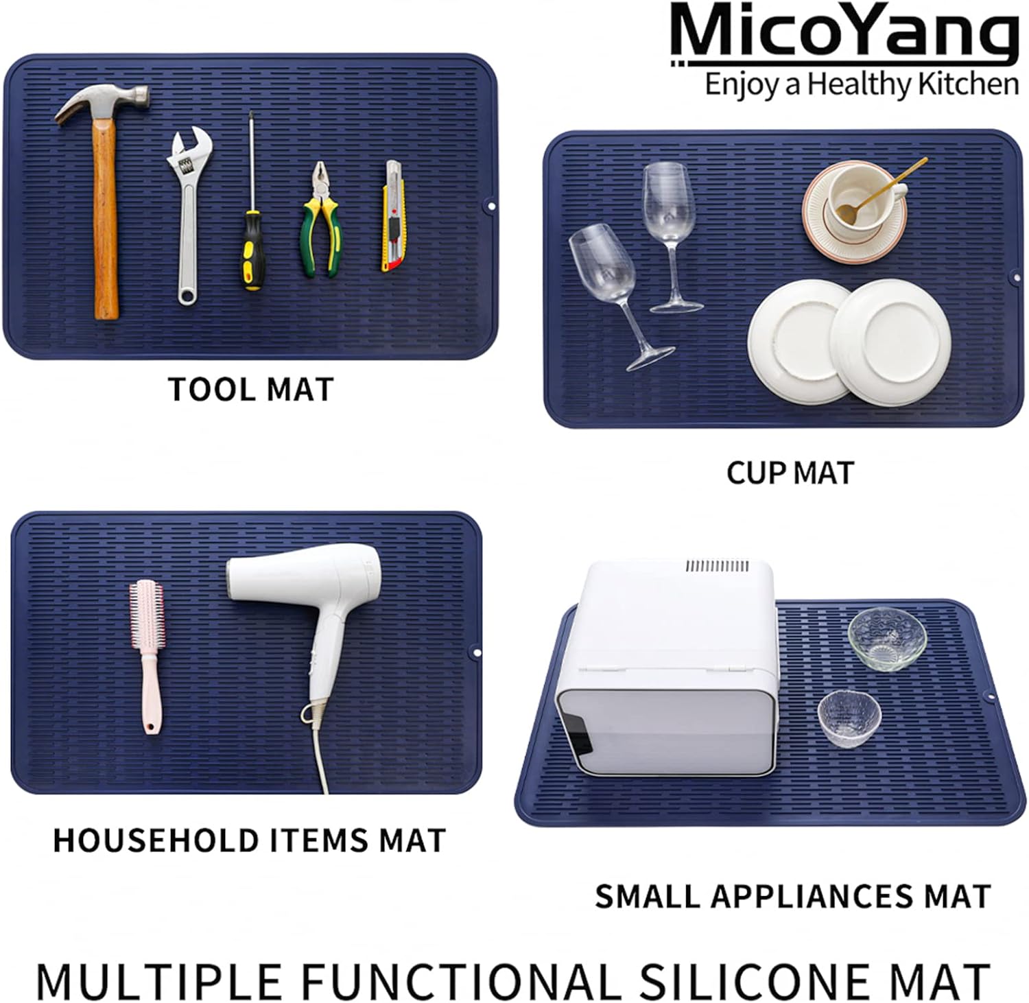 Silicone Dish Drying Mat for Multiple Usage,Easy clean,Eco-friendly,Heat-resistant Silicone Mat for