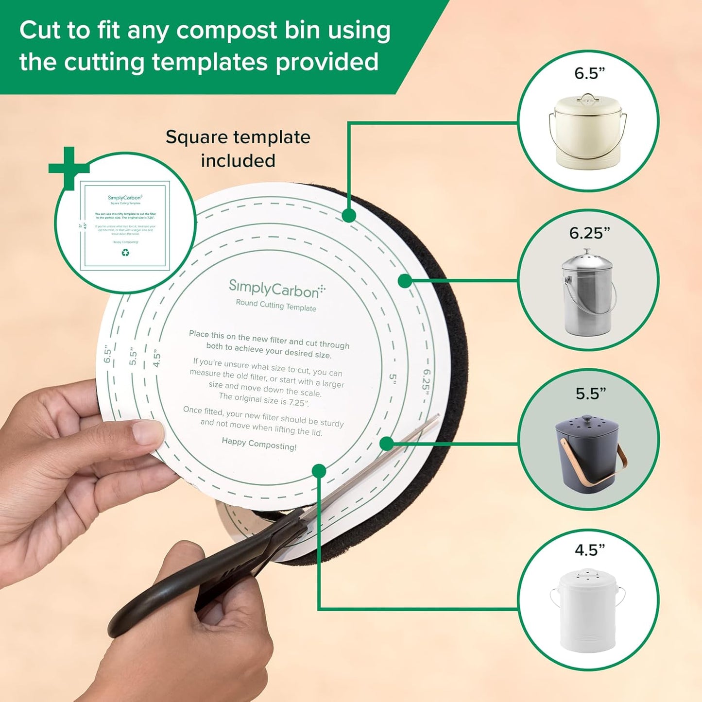 2 Years Supply Extra Thick Filters for Kitchen Compost Bins - Longer Lasting Activated Charcoal