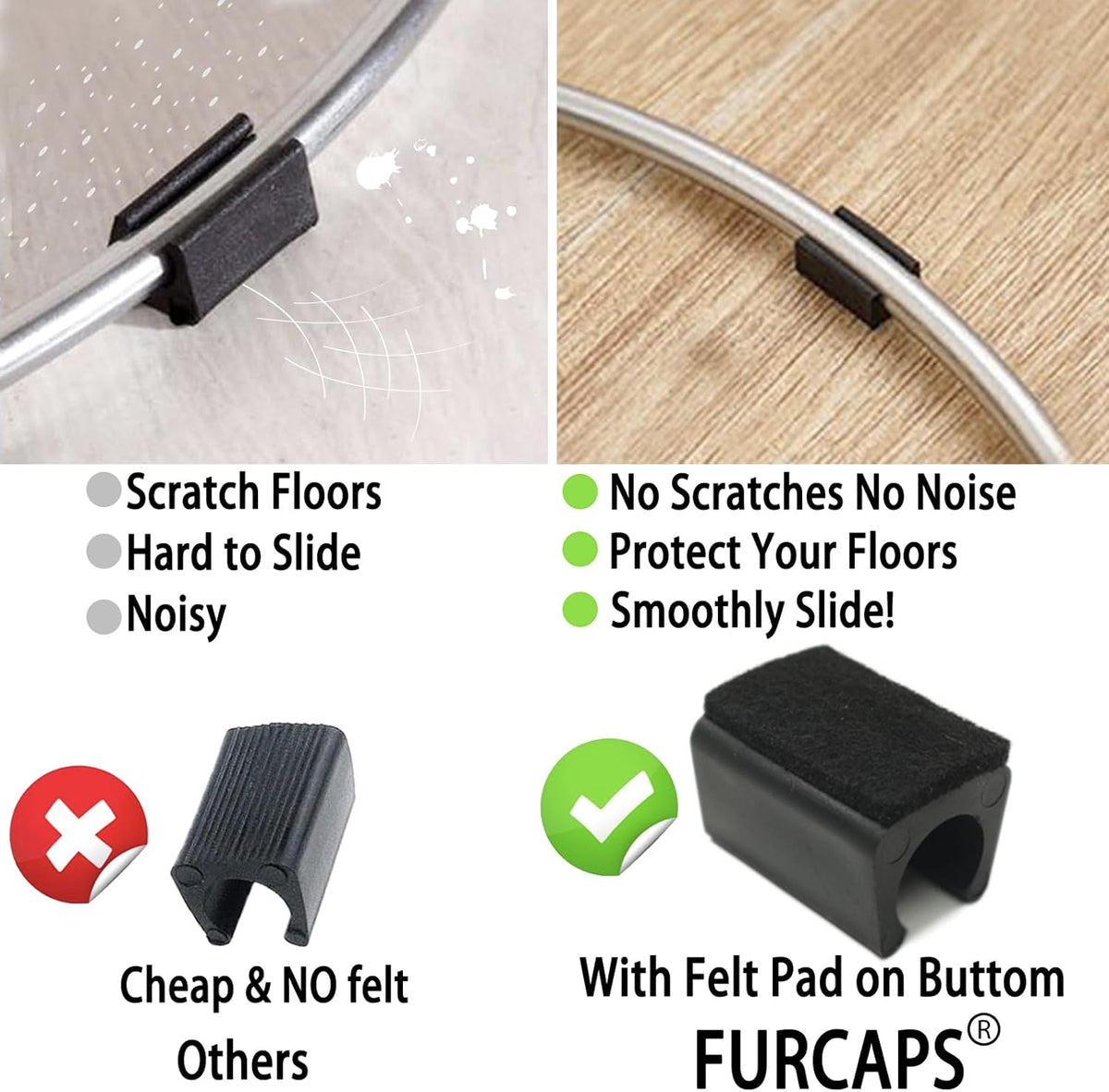 Rectangle U Shaped Chair Leg Tips Cap with Felt Pads,Furniture Feet Protector Slide Smoothly