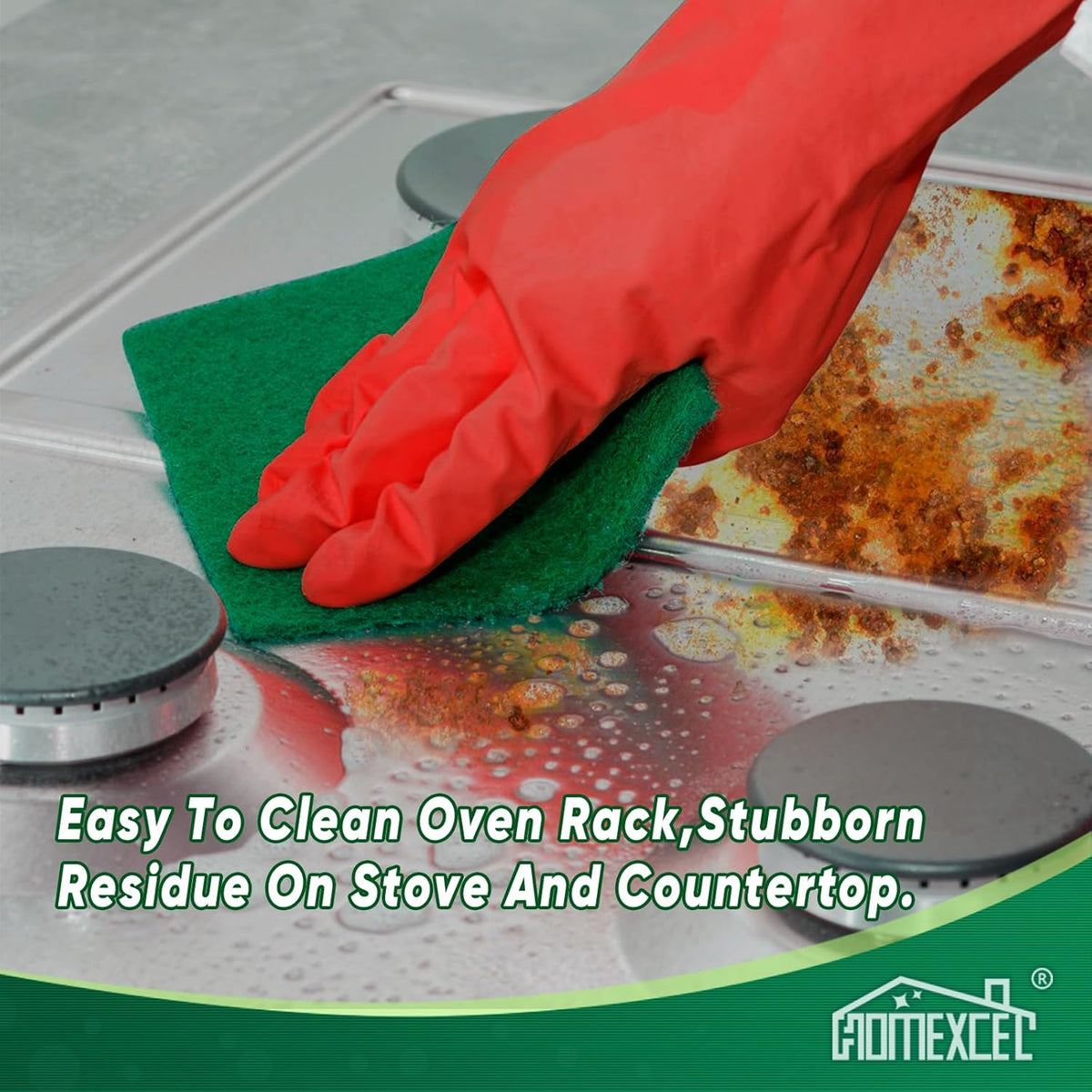 HOMEXCEL Heavy Duty Scouring Pad, 24 Pack Green Scrubbing Pads, Dish Scrubber Reusable for