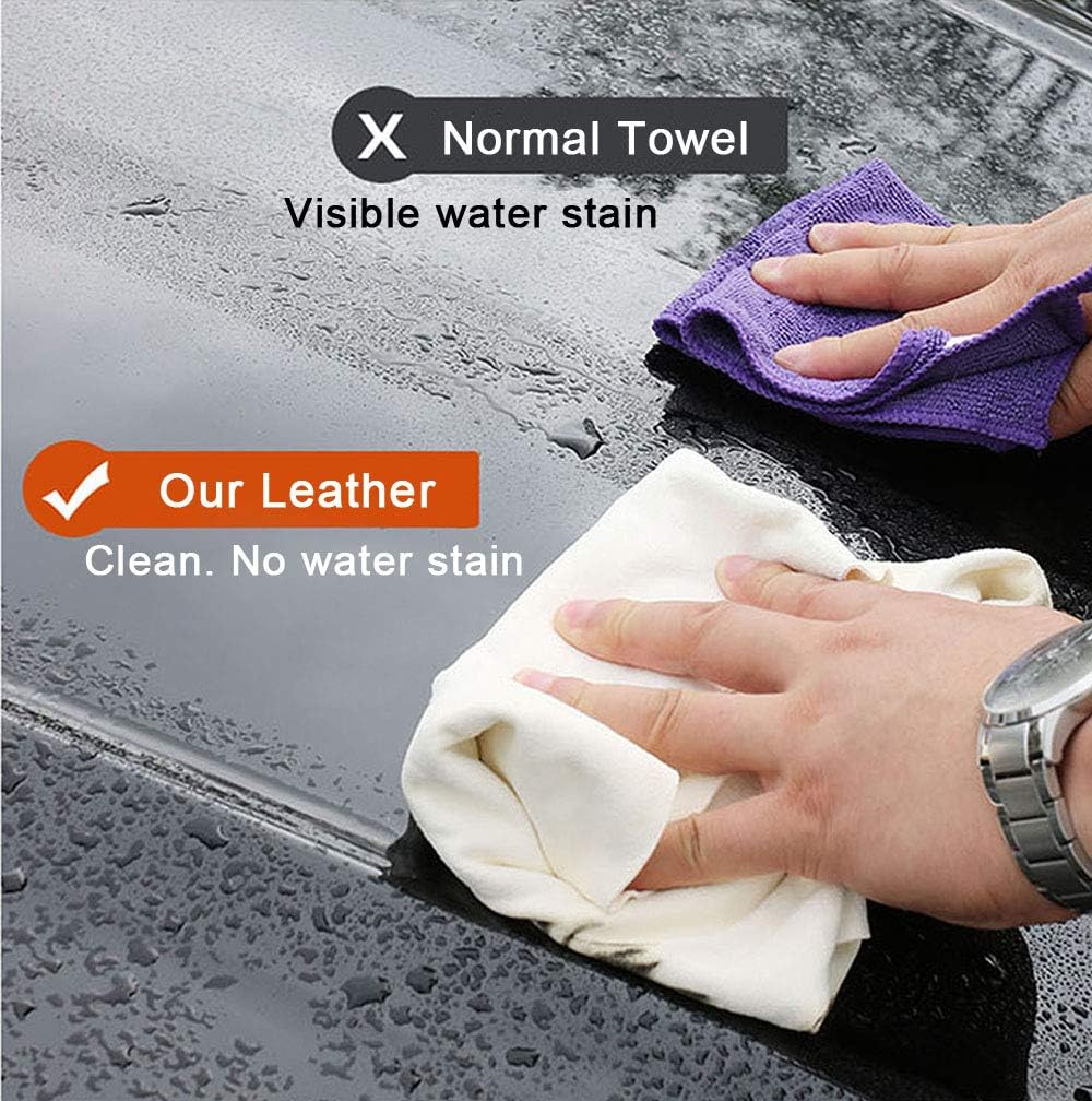 Chamois Cloth for Car - 35'' x 23.6'' (5.7 sq ft) - Extra Large Drying Natural Shammy Towel Real