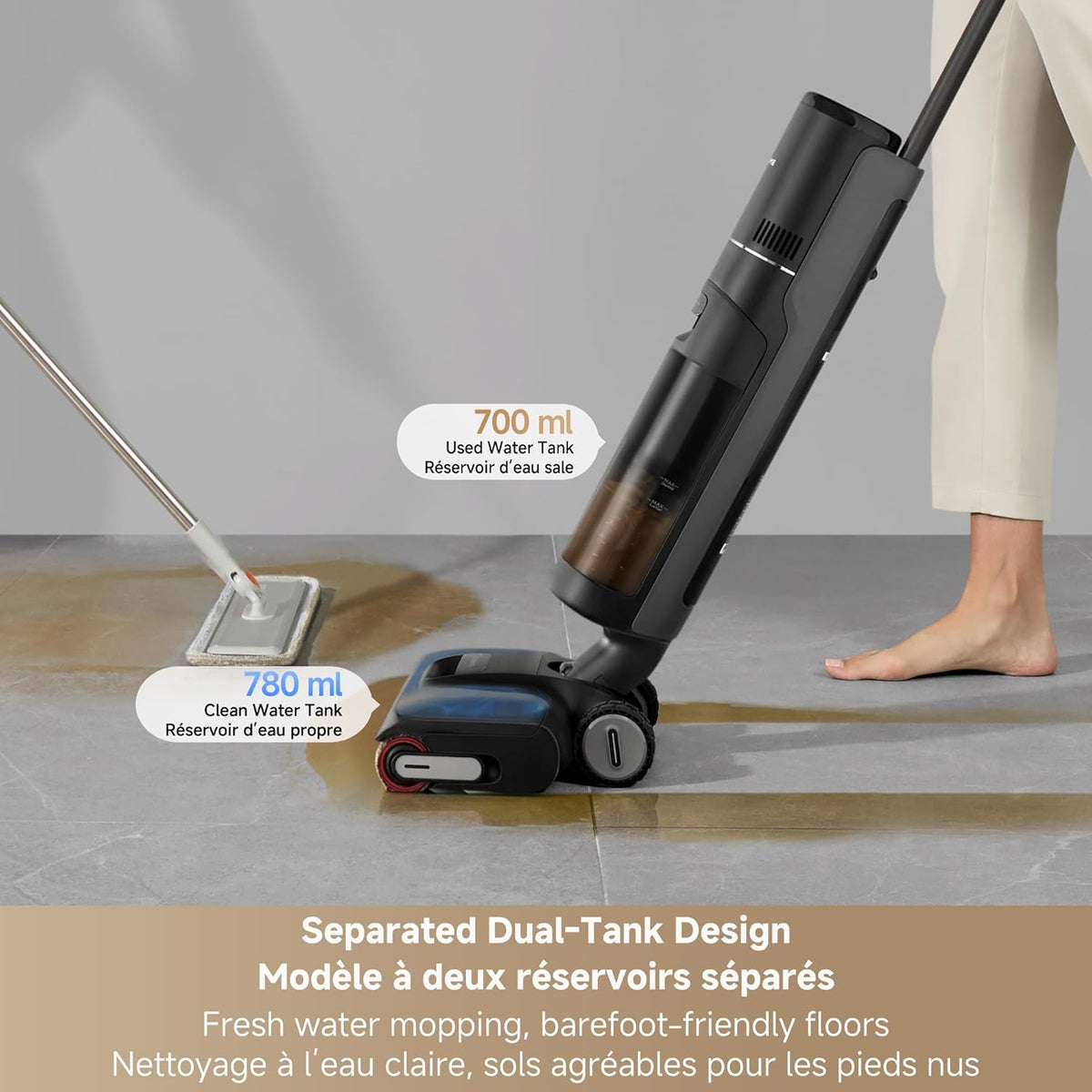 DREAME H12 FlexReach Vacuum Mop, 0 Tangle Wet Dry Vacuum Cleaner, Cordless Vacuum Mop All-in-One