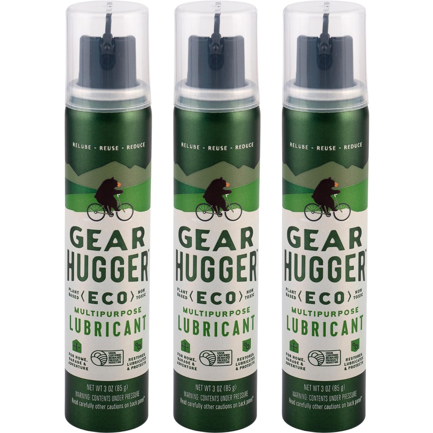 Gear Hugger Multipurpose Lubricant - Eco-Friendly (3 oz, Pack of 3), Rust Remover - Garage Door