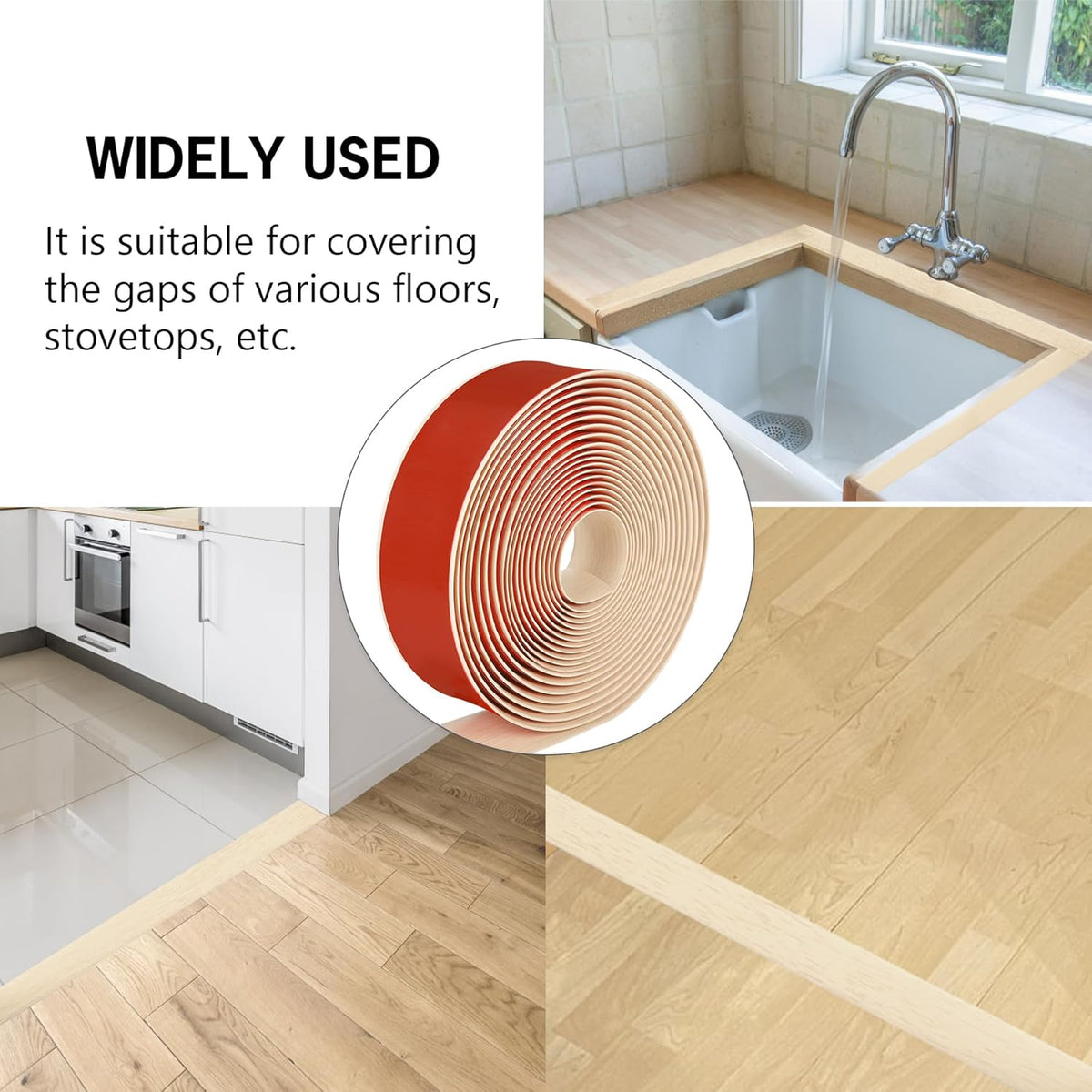 20Ft Floor Transition Strip Self Adhesive Vinyl Cover Floor Strip Flat Divider Transition Strip