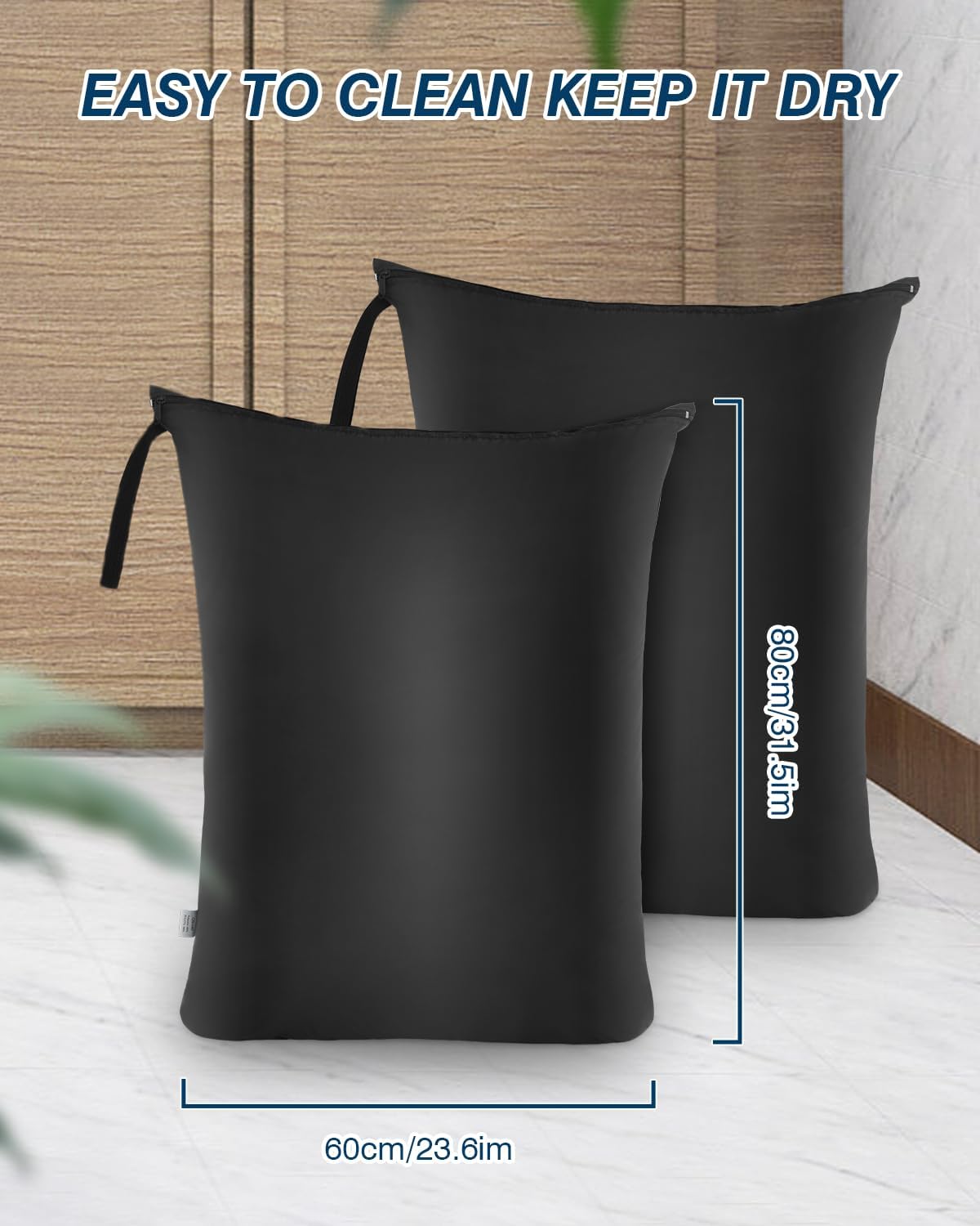 OTraki 2Pcs Large Laundry Bags 24x32 inch Wet Dry Bag Reusable Waterproof bag with Zipper Wet