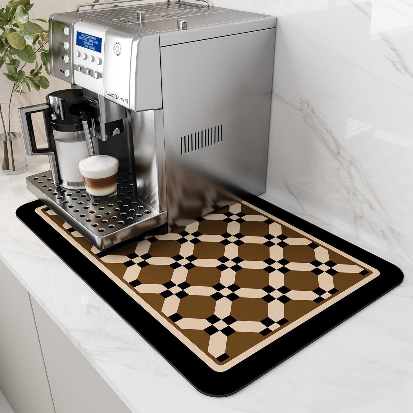 AMOAMI Coffee Mat Hide Stain Rubber Backed Absorbent Dish Drying Mat for Kitchen Counter - Fits