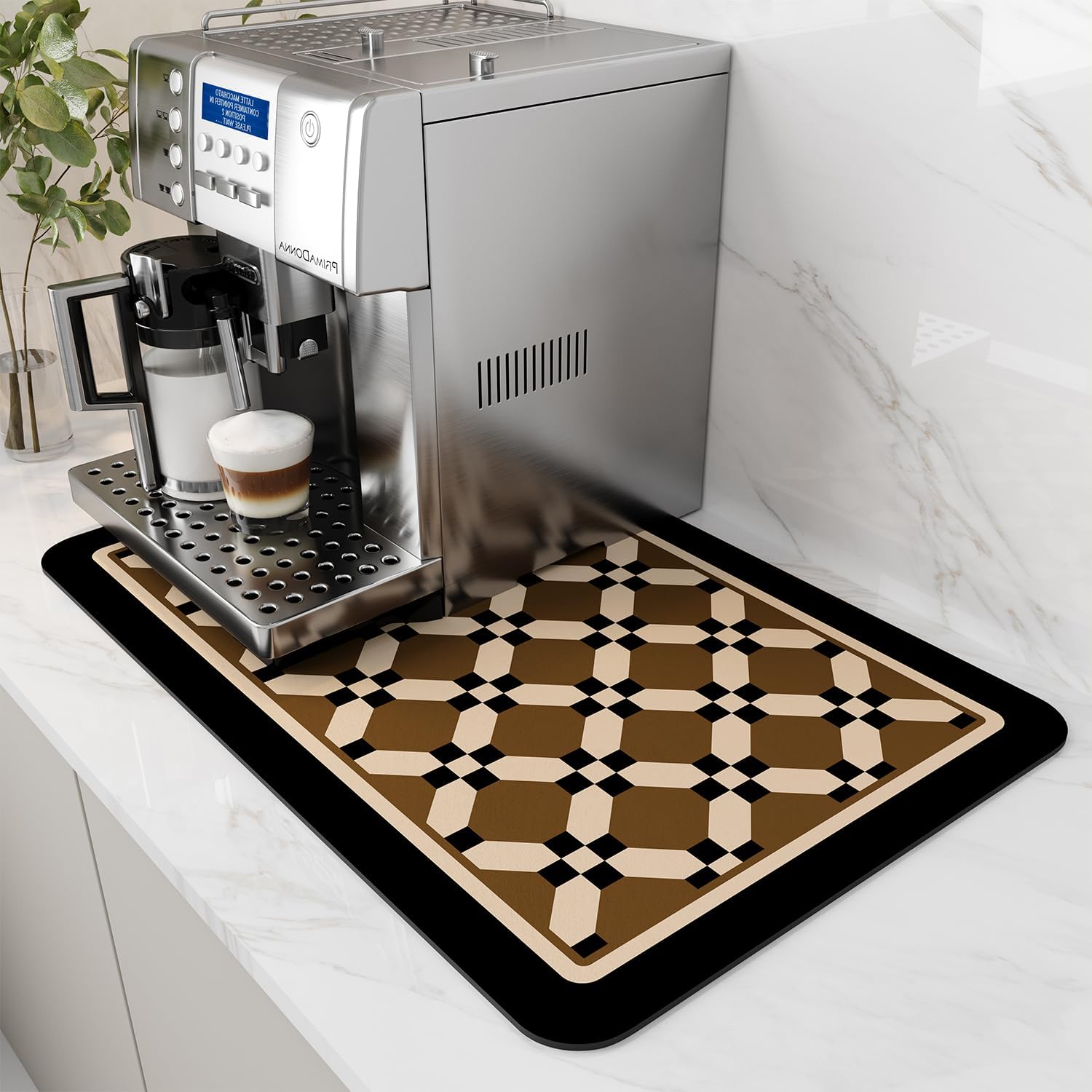 AMOAMI Coffee Mat Hide Stain Rubber Backed Absorbent Dish Drying Mat for Kitchen Counter - Fits