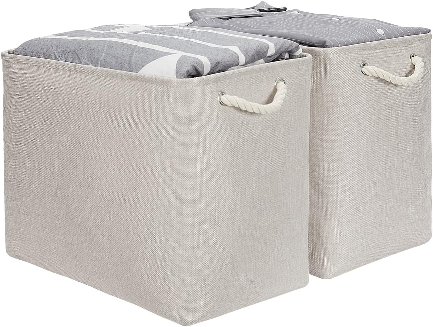 DULLEMELO 2-Pack Large Storage Baskets for Organizing Canvas Fabric Storage Basket Bins With Rope