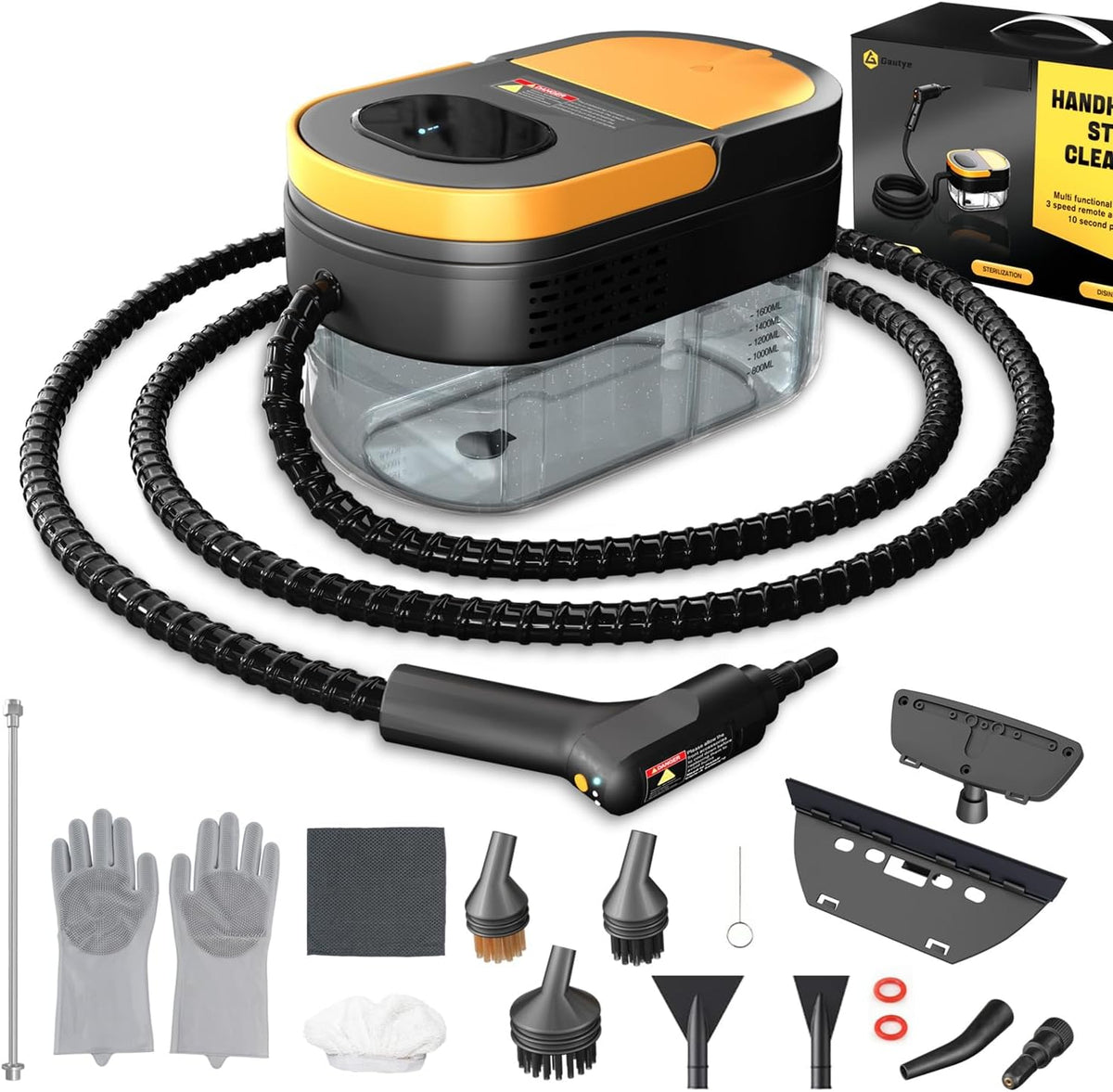 Steam Cleaner, 3-Level Adjustable Handle, 15s Heat-Up, 1.69 Quarts Tank, Portable Steamer for