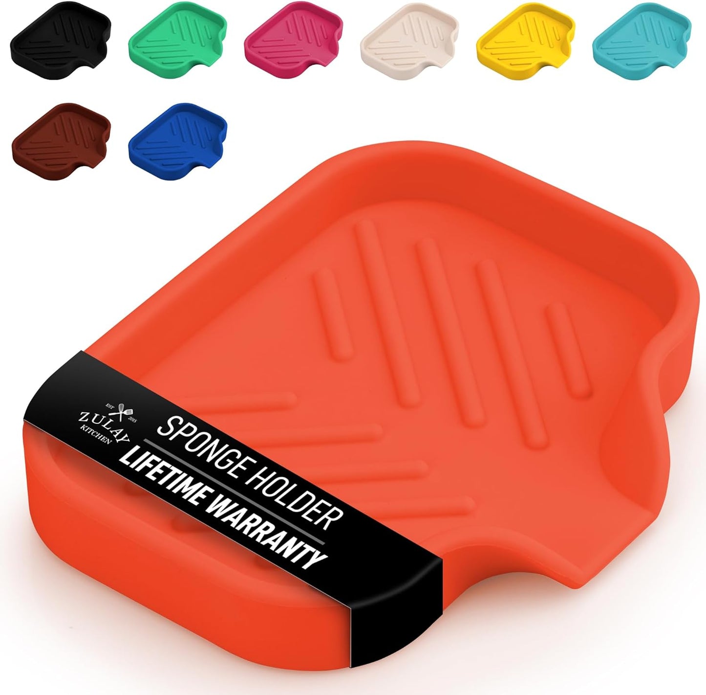 Zulay Kitchen Small Silicone Sponge Holder (4.9x3.3”) – Space-Saving Sink Organizer Tray for