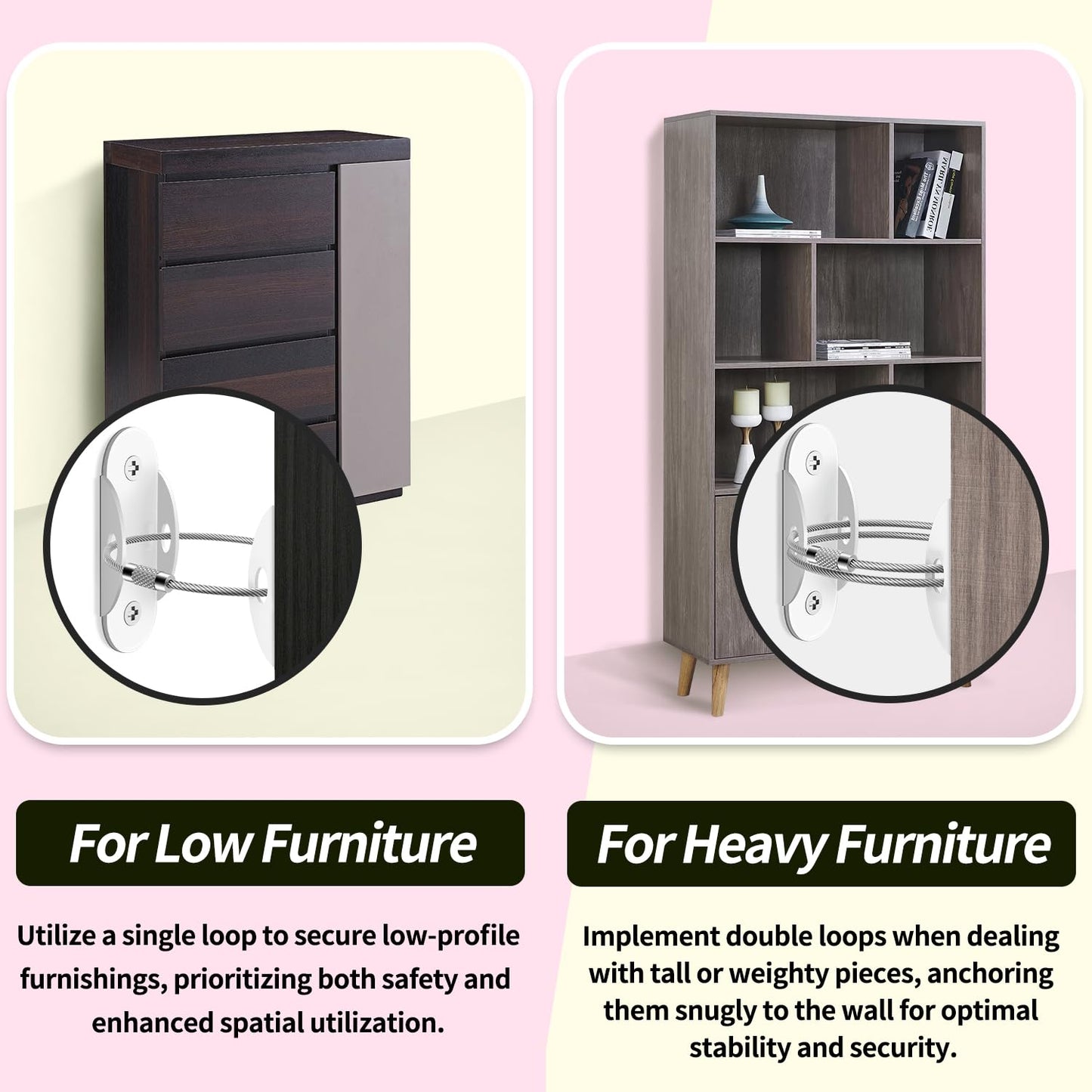 Anti Tip Furniture Anchors (6 Packs) Furniture Anchors for Baby Proofing, Earthquake Straps for