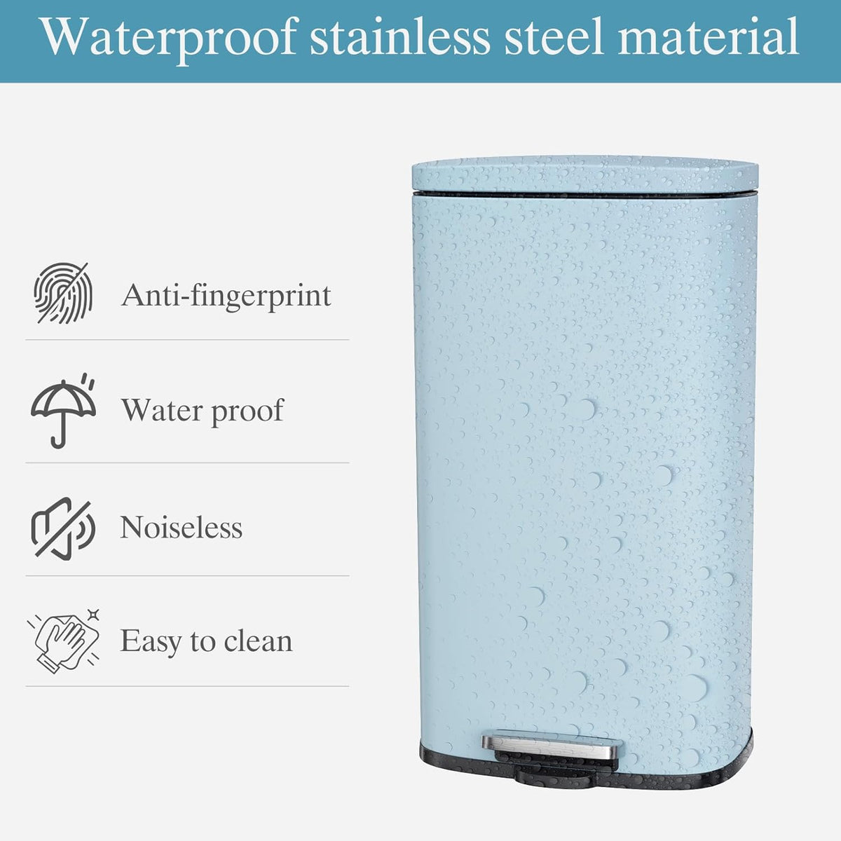AthLike Trash Can, Stainless Steel Kitchen Garbage Can, Step Waste Bin with Hinged Lid and